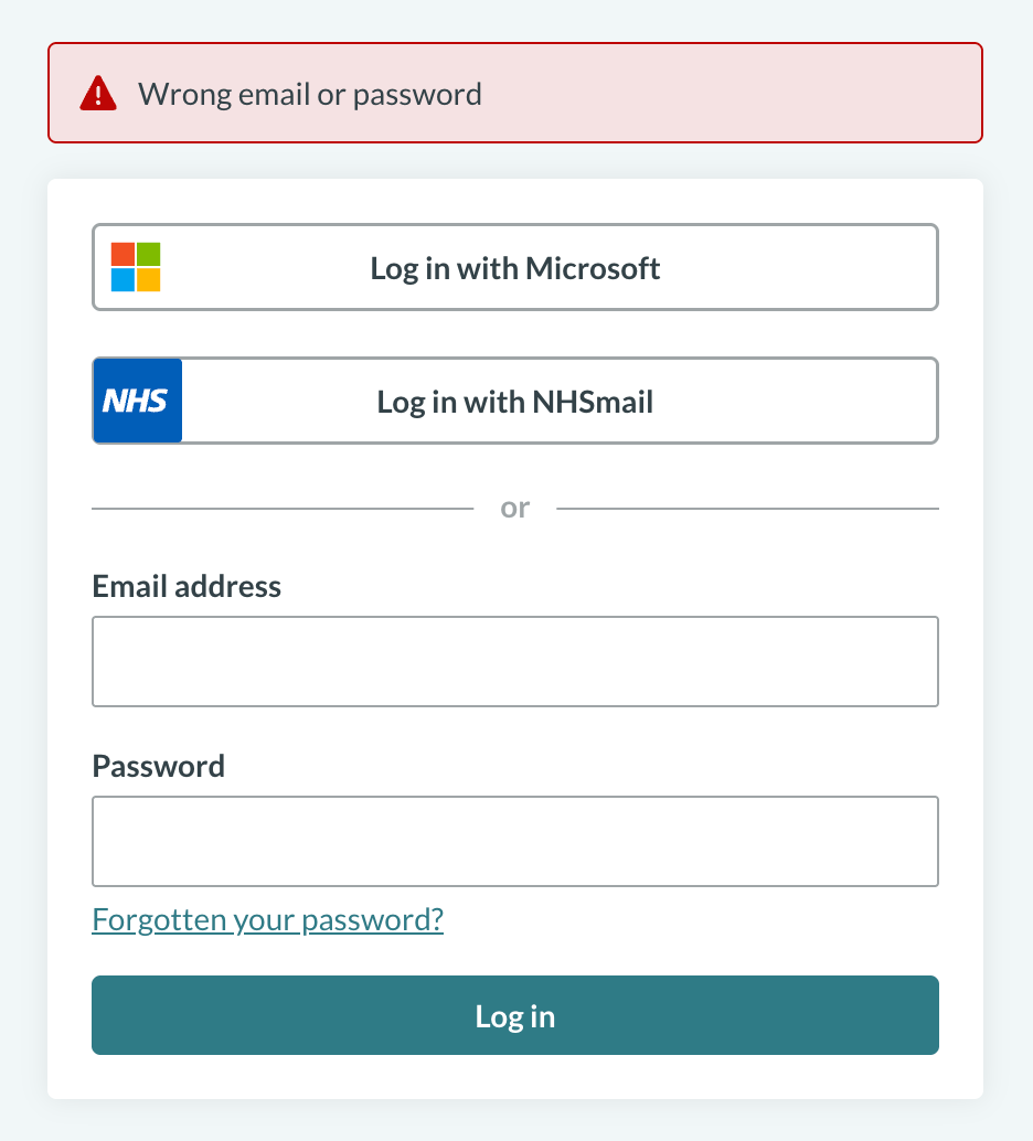 No account login error