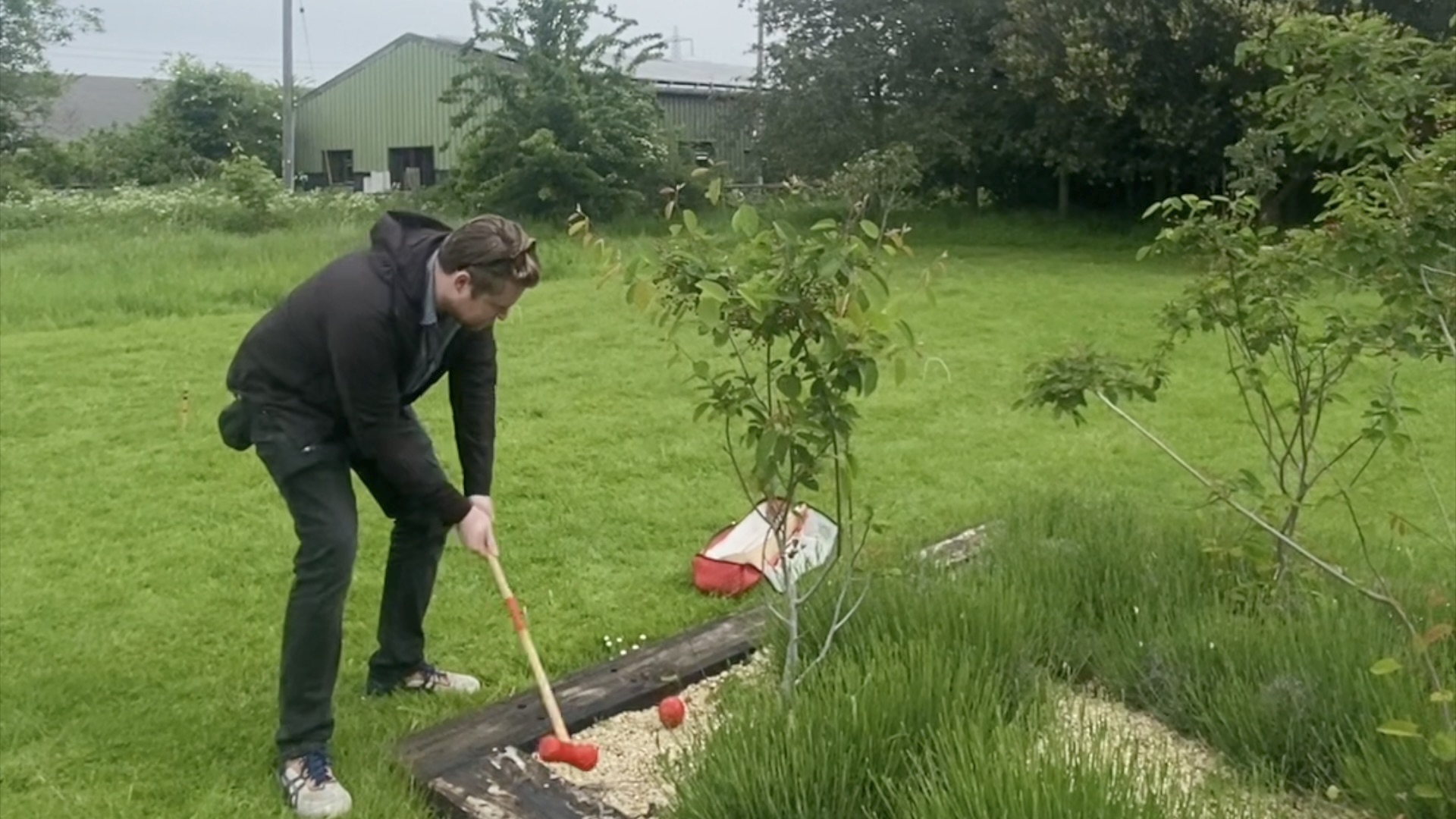 Connor playing croquet off-piste