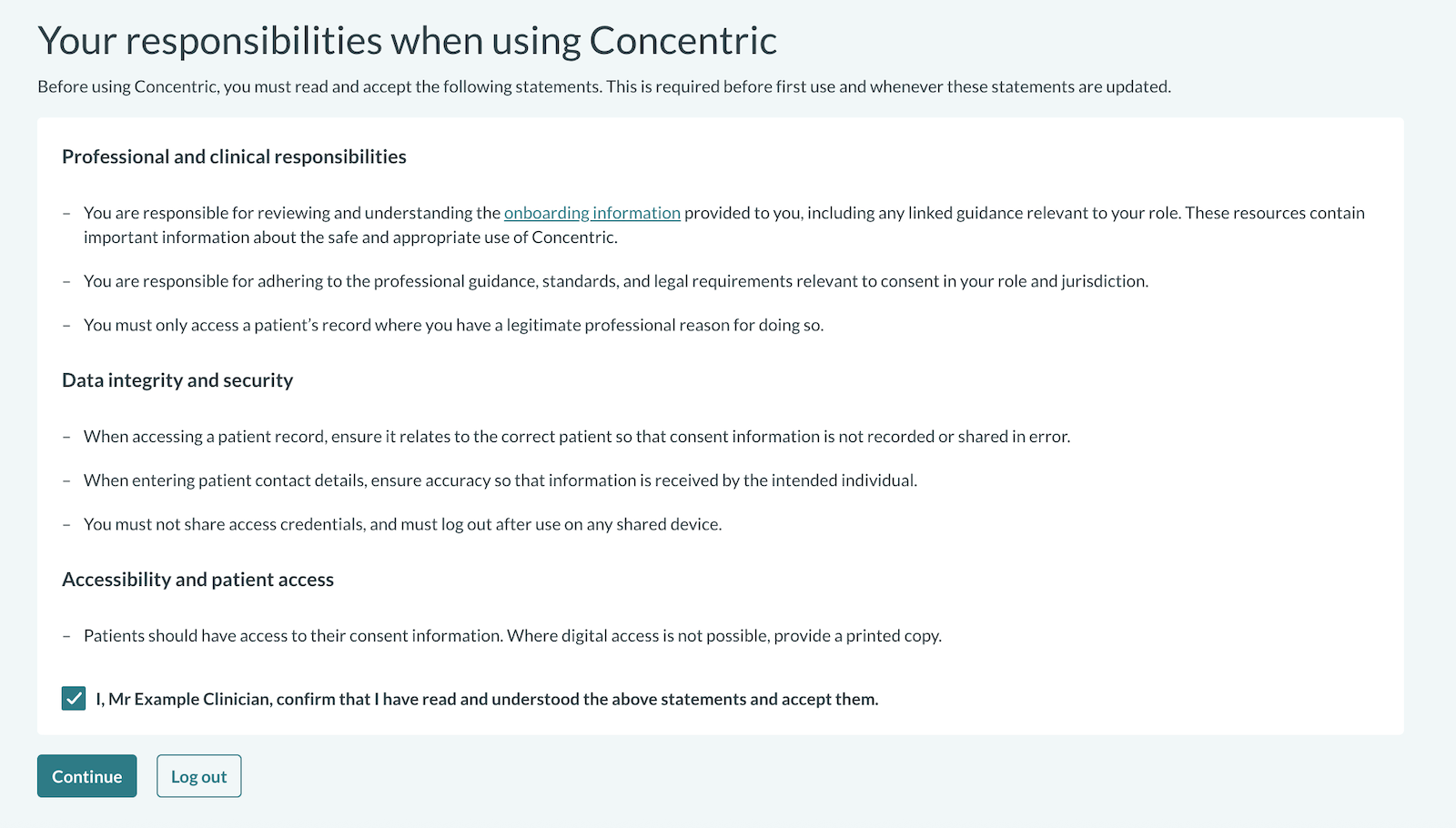 Onboarding statements
