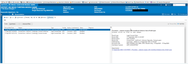 Consent summary PDFs in the EHR