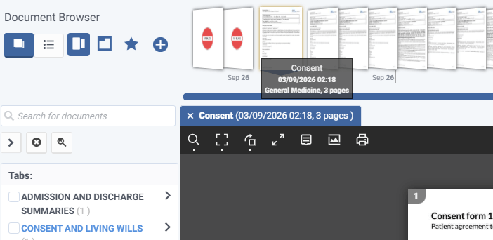 Consent summary PDFs in the EHR