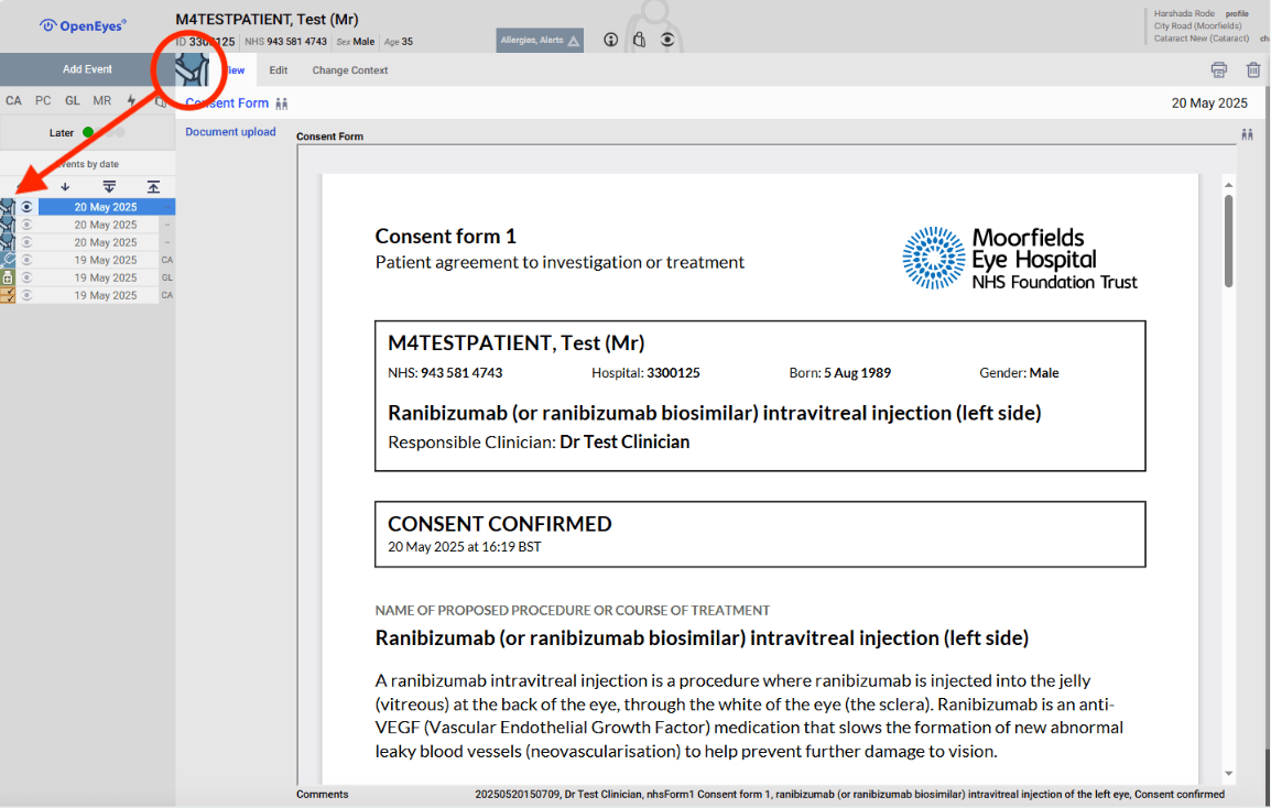 Concentric PDF in OpenEyes at Moorfields