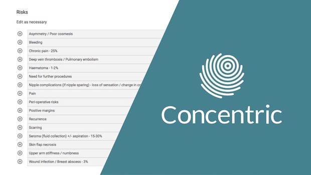 OpInform Surgical Consent screenshot and Concentric Health logo