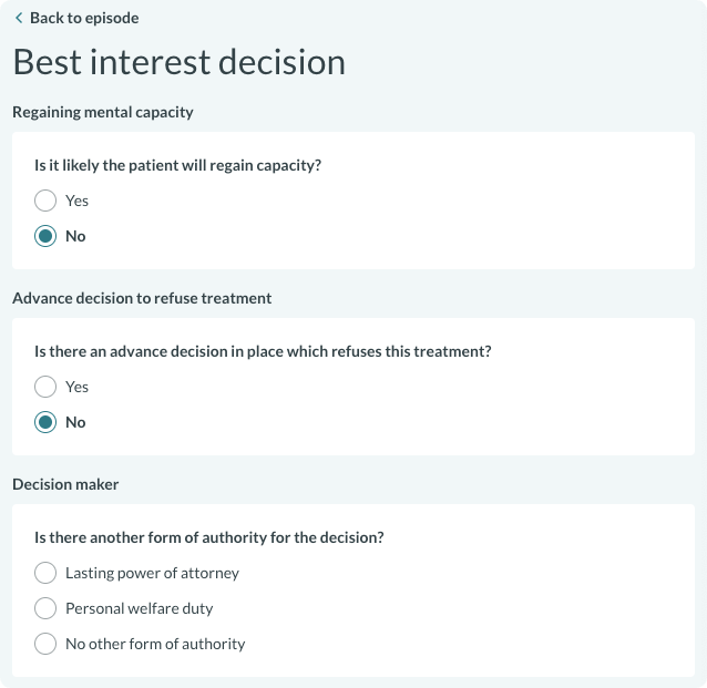 Concentric best interest decision